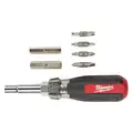 Milwaukee Multi-Bit Screwdriver, Phillips, Slotted, Square, Locking, Alloy Steel, Number of Pieces 12