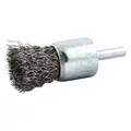 1" Crimped Wire End Brush, 1/4" Shank, 0.014" Wire Dia., 1" Bristle Trim Length
