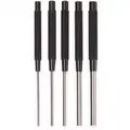 Drive Pin Punch Set: 1/8 in_3/16 in_1/4 in_5/16 in_3/8 in Tip Size, 3 1/2 in Punch Taper Lg, SAE
