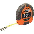 Keson Long Tape Measure: 50 ft Blade Lg, 3/8 in Blade Wd, ft, Closed, ABS Plastic, Steel