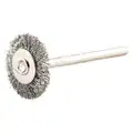 1" Crimped Wire Wheel Brush, Shank Mounting, 0.005" Wire Dia., 5/16" Bristle Trim Length, 1 EA