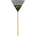 True Temper Leaf Rake: Polypropylene, 10 in Lg of Tines, 24 in Overall Wd of Tines, 11 Tines, Wood
