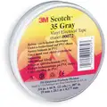 Scotch Vinyl Electrical Tape, Rubber Tape Adhesive, 7.00 mil Thick, 3/4" X 66 ft., Gray, 1 EA