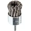 1-1/8" Twisted Wire End Brush, 1/4" Shank, 0.020" Wire Dia., 1/4" Bristle Trim Length