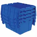 Akro-Mils Attached Lid Container, Blue, 17"H x 21-1/2"L x 15"W, 1EA