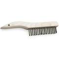 Tough Guy Scratch Brush: Straight Handle, Stainless Steel, Wood, 5 3/8 in Brush Lg, 10 in Handle Lg