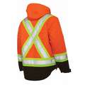 Work King High Visibility Parka, ANSI Class 3, 100% Polyurethane-Coated Polyester, Fluorescent Orange