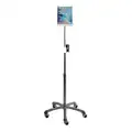 Tablet Floor Stand: Silver, Aluminum/Plastic, 26 in Lg, 26 in Wd, 64 in Ht