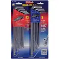Eklind Extra Long L-Shaped SAE/Metric Bright Ball End Hex Key Set, Number of Pieces: 22