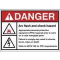 Label, Electrical Hazard, English, Polyester, 5" Width, 3-1/2" Height, PK 5