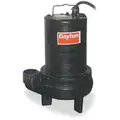 1 HP Manual Submersible Sewage Pump, 200 to 230 Voltage, 165 GPM of Water @ 15 Ft. of Head