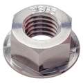 Flange Nut: Flange Nut, 3/8"-24 Thread, Stainless Steel, 316 H5, Plain, 11/16 in Hex Wd