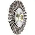 4" Twisted Wire Wheel Brush, Arbor Hole Mounting, 0.020" Wire Dia., 7/8" Bristle Trim Length, 1 EA