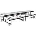 12-Seat Rectangle Mobile Bench Table, Gray, 29" Height x 145" Width