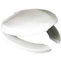 Toilet Seat: White, Plastic, 3 in Seat Ht, 18 3/8 in Bolt to Seat Front, Open, Includes Cover