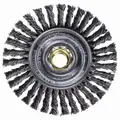 4" Twisted Wire Wheel Brush, Arbor Hole Mounting, 0.020" Wire Dia., 7/8" Bristle Trim Length, 1 EA