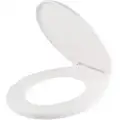 Toilet Seat: White, Plastic, Lift-Off Hinge, 1 3/4 in Seat Ht, 16 5/8 in Bolt to Seat Front, Closed