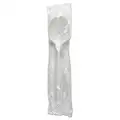 Soup Spoon, White, Medium Weight, Plastic, Wrapped, PK 1000