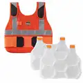 Chill-Its By Ergodyne Cooling Vest: Cold Pack Inserts, XL, Orange, Cotton, Up to 4 hr, Hook-and-Loop