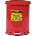 Floor Oily Waste Can, 14 gal., Galvanized Steel, Red, Foot Operated Self Closing