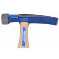 Vaughan Bricklayer Hammer: 11 in Overall L, Wood Handle, Perpendicular, 1 1/8 in Face Dia, 16 oz. Head Wt