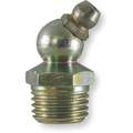 Grease Fitting: 1/8"-28 Fitting Thread Size, 45&deg; Fitting Head Angle, BSPT, Steel, 10 PK