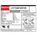 Dayton 1 HP Jet Pump Motor, Capacitor-Start, 3450 Nameplate RPM, 115/208-230 Voltage, 56J Frame