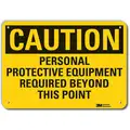 Lyle Recycled Aluminum General PPE Protection Sign with Caution Header, 10" H x 14" W