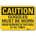 Recycled Aluminum Eye Protection Sign with Caution Header, 10" H x 14" W