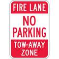 Fire Lane, Zone & Equipment No Parking Sign, Sign Legend Fire Lane No Parking Tow-Away Zone