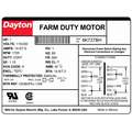 Dayton 1 HP High Torque Farm Duty Motor,Capacitor-Start,1725 Nameplate RPM,115/230 Voltage,Frame 56H