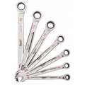 Milwaukee Ratcheting Combination Wrench Set, Alloy Steel, Chrome, 7 Number of Tools