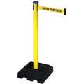 Retracta-Belt Barrier Post with Belt: Aluminum, Yellow, 40 in Post Ht, 2 1/2 in Post Dia., Square