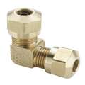 Union Elbow: Brass, For 1/4 in x 1/4 in Tube OD, Compression x Compression, 15/16 in Overall Lg, NTA