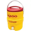 Igloo 2 gal. Beverage Dispenser with Ice Retention of Up to 1 day; Yellow Cooler with Red Lid