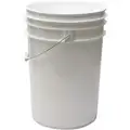 Pail: 6 gal, Open Head, Plastic, 12 3/8 in, 17 5/8 in Overall Ht, Round, White