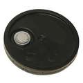 Lid: Gasketed/Snap-On/Tear Tab with Spout, 12 1/4 in Overall Dia, Black, HDPE