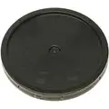 Plastic Pail Lid: Gasketed/Snap-On/Tear Tab, 12 1/4 in Overall Dia, Black, HDPE