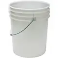 Pail: 5 gal, Open Head, Plastic, 12 3/8 in, 14 3/4 in Overall Ht, Round, White