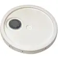 Plastic Pail Lid: Gasketed/Snap-On/Tear Tab with Spout, 12 1/4 in Overall Dia