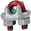 Wire Rope Clip, U-Bolt, Steel, 7/16" to 1/2" For Wire Rope Dia., 11-1/2" Rope Turn Back