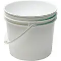 Pail: 1 gal, Open Head, Plastic, 8 1/4 in, 7 3/8 in Overall Ht, Round, White