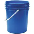 Pail: 5 gal, Open Head, Plastic, 12 3/8 in, 14 3/4 in Overall Ht, Round, Blue