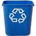 Rubbermaid 3-1/4 gal. Rectangular Recycling Wastebasket, Plastic, Blue