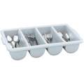 Vollrath Cutlery Holder: Polyethylene, 4 Compartments, Gray, 3 3/4 in H, 11 7/8 in W, 21 5/8 in Lg