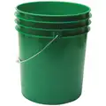 Pail: 5 gal, Open Head, Plastic, 12 3/8 in, 14 3/4 in Overall Ht, Round, Green