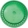 Plastic Pail Lid: Snap-On, 12 1/4 in Overall Dia, Green, HDPE, FDA Approved