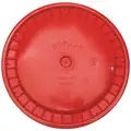 Plastic Pail Lid: Snap-On, 12 1/4 in Overall Dia, Red, HDPE, FDA Approved