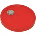 Plastic Pail Lid: Gasketed/Snap-On/Tear Tab with Spout, 12 1/4 in Overall Dia, Red