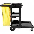 Rubbermaid Black, Janitor Cart, Overall Length 46", Overall Width 21-3/4", Overall Height 38-3/8"